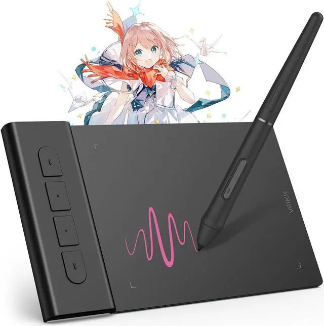 Alt view image 8 of 14 - VEIKK VK1060PRO Drawing Tablet,10x6 inch Drawing Graphics Tablet with 2 Scroll Wheels,6 Express Keys, Battery-Free Stylus Tilt for Android Win Mac OS (8192 Levels)