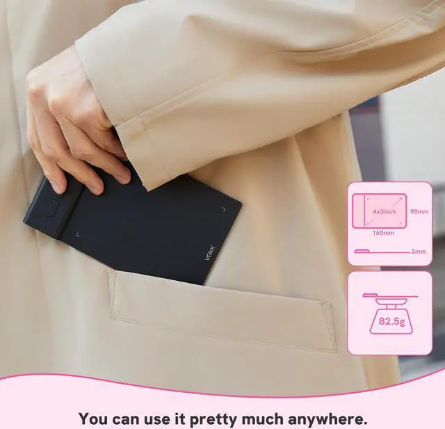 Alt view image 10 of 14 - VEIKK VK1060PRO Drawing Tablet,10x6 inch Drawing Graphics Tablet with 2 Scroll Wheels,6 Express Keys, Battery-Free Stylus Tilt for Android Win Mac OS (8192 Levels)