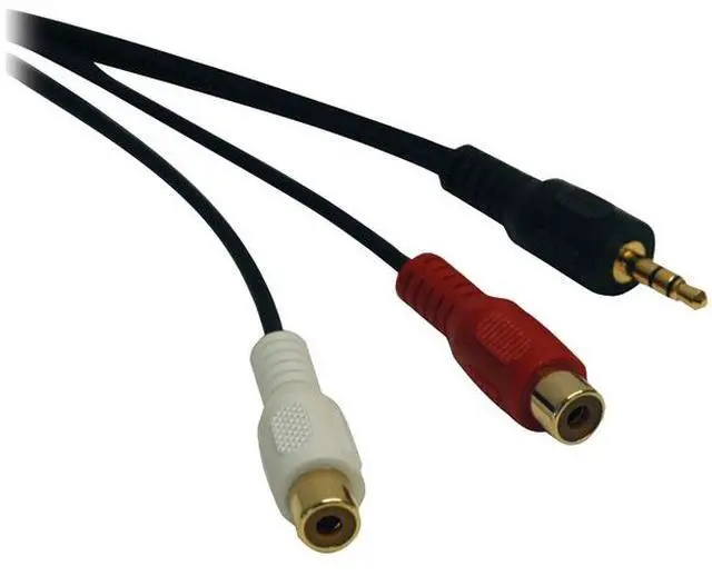 Alt view image 7 of 9 - Tripp Lite 3.5 mm Mini Stereo to 2 RCA Audio Y Splitter Adapter Cable (M/F), 6 in. (P315-06N)