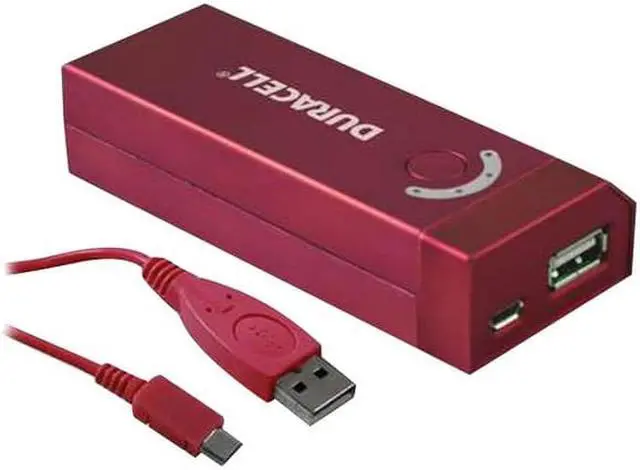 Alt view image 2 of 3 - DURACELL Portable Power Bank & AC Charger (4000 mAh) Battery Charger for use with iPhone, iPad, iPod, BlackBerry, Samsung, LG, Motorola, Kindle, Nook, Most SmartPhones, E-Readers and Tablets (RED)