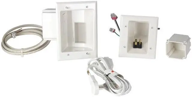 Alt view image 4 of 4 - Datacomm Flat Panel TV Cable Organizer Kit with Duplex Power Solution 50-6623-WH-KIT