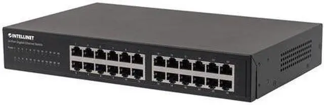 Alt view image 2 of 15 - Intellinet 24-Port Gigabit Ethernet Switch, 24 x 10/100/1000 Mbps RJ45 Ports, IEEE 802.3az Energy Efficient Ethernet, Desktop, 19" Rackmount