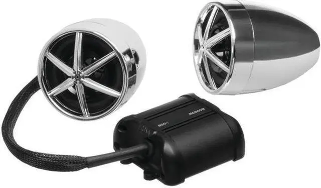 Alt view image 9 of 9 - Boss Audio 2.0 Speaker System Boss Audio MC600B Chrome 800 watt Motorcycle/ATV Sound System with Bluetooth Audio Streaming, One Pair of 3 Inch Weather Proof Speakers, Aux Input and Multi-function