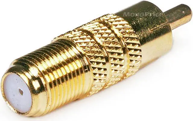 Alt view image 2 of 4 - Monoprice 2-Port Coaxial, RCA Audio/Video Adapter, Gold Gold   4130