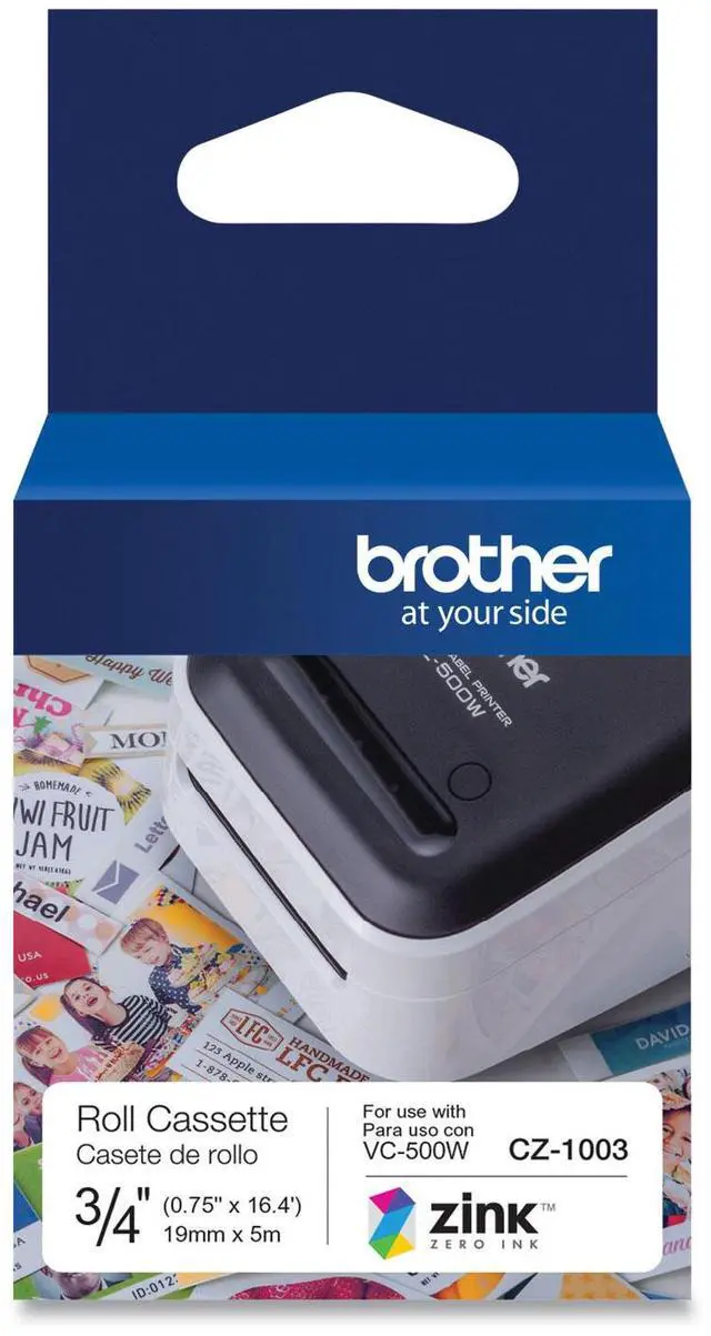 Alt view image 6 of 16 - Brother Genuine CZ-1003 continuous length ??" (0.75") 19 mm wide x 16.4 ft. (5 m) long label roll featuring Zero Ink technology - 3/4" Width x 16 13/32 ft Length - Zero Ink (ZINK)