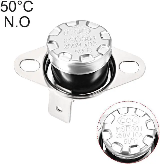 Alt view image 4 of 4 - KSD301 Thermostat, Temperature Control Switch 50°C 10A Normally Open N.O 6.3mm Pin 2pcs