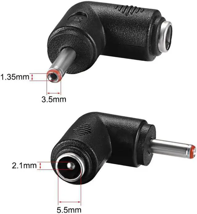 Alt view image 2 of 3 - DC Power Connector 90 Degree Right Angle 5.5mm x 2.1mm Female to 3.5mm x 1.35mm Male Coupler Adapter Converter 3Pcs