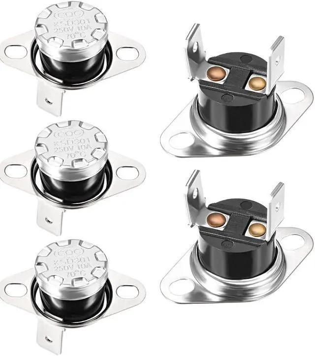 Main image of KSD301 Thermostat, Temperature Control Switch 70°C 10A Normally Open N.O 5pcs