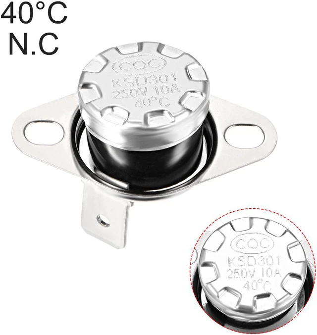 Alt view image 4 of 4 - KSD301 Thermostat, Temperature Control Switch 40°C 10A Normally Closed N.C 5pcs