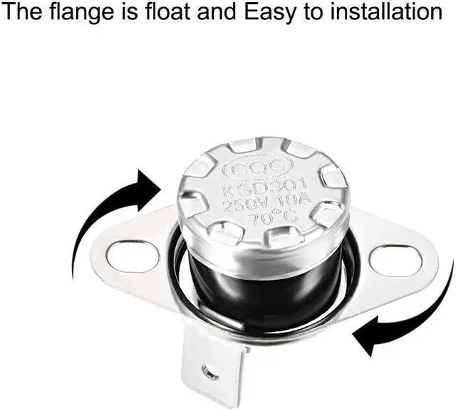 Alt view image 2 of 4 - KSD301 Thermostat, Temperature Control Switch 70°C 10A Normally Open N.O 5pcs