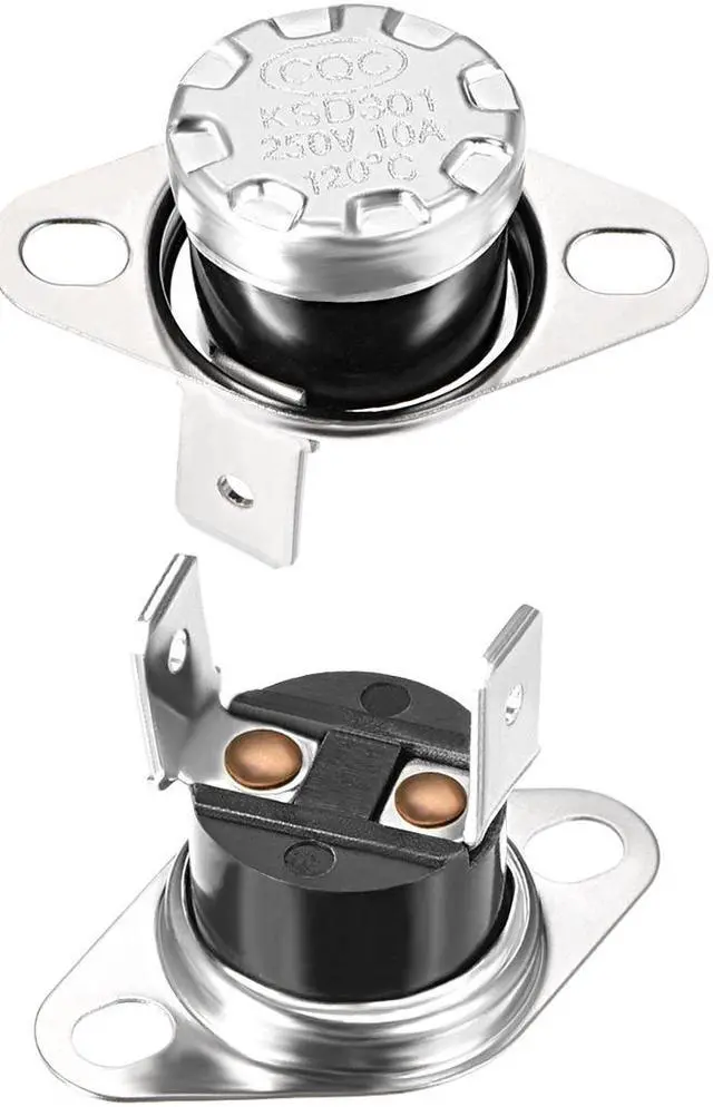 Main image of KSD301 Thermostat, Temperature Controller 120°C 10A Normally Closed N.C 6.3mm Pin 2pcs