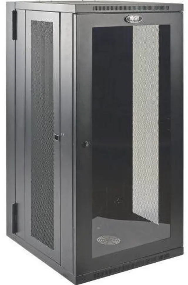Alt view image 3 of 11 - Tripp Lite SmartRack 26U Low-Profile Switch-Depth Wall-Mount Rack Enclosure Cabinet with Clear Acrylic Window, Hinged Back