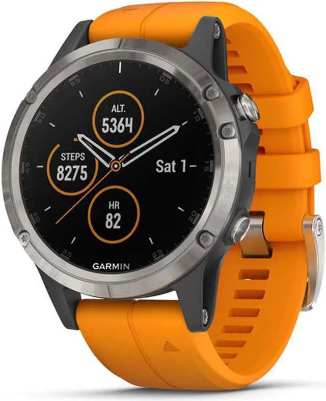 Alt view image 4 of 9 - Garmin fenix 5 Plus Sapphire Edition Multi-Sport Training GPS Watch (47mm, Titanium with Solar Flare Orange