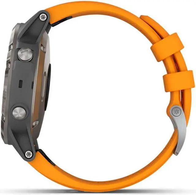 Alt view image 5 of 9 - Garmin fenix 5 Plus Sapphire Edition Multi-Sport Training GPS Watch (47mm, Titanium with Solar Flare Orange