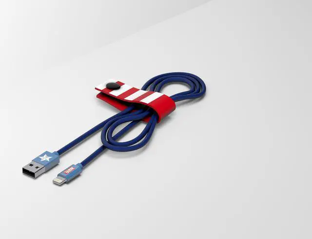 Alt view image 7 of 7 - Tribe Marvel Captain America Lightning USB 2.0 Cable 120cm Model CLR21601