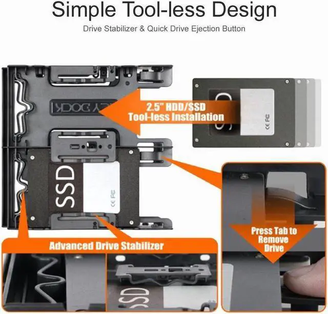 Alt view image 6 of 6 - ICY DOCK Quad 4 x 2.5 HDD/SSD Bracket Mounting Kit Adapter for 5.25" Drive Bay - Flex-FIT Quattro MB344SP