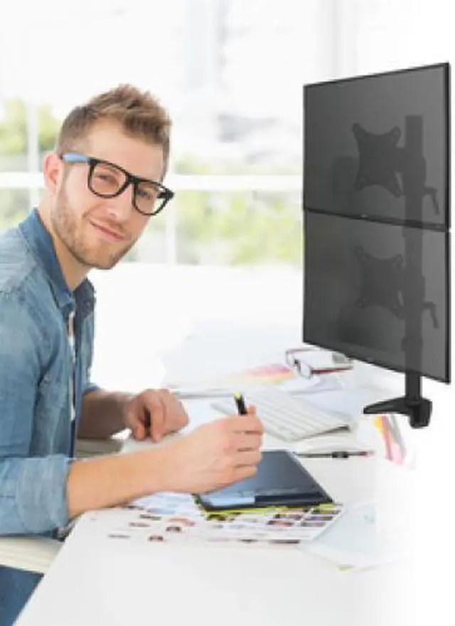 Alt view image 4 of 8 - Amer Mounts Hydra HYDRA2V Desk Mount for Monitor - White, Black, Chrome