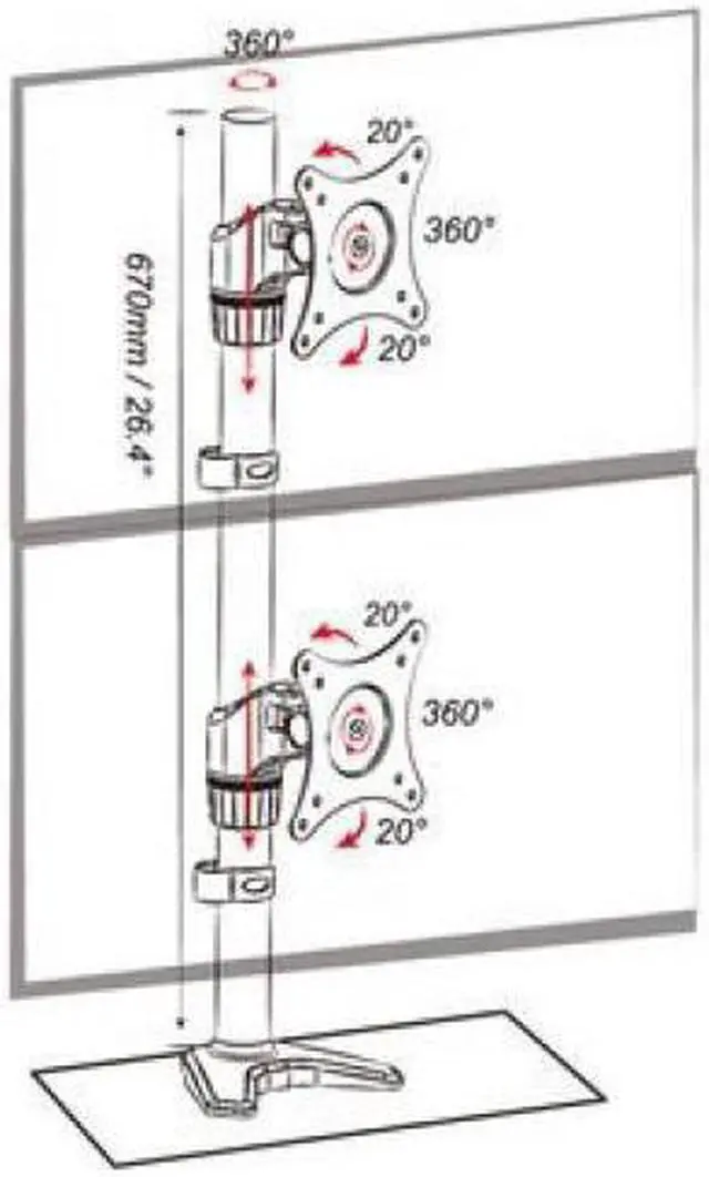 Alt view image 3 of 8 - Amer Mounts Hydra HYDRA2V Desk Mount for Monitor - White, Black, Chrome