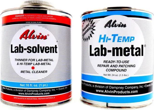 Main image of Alvin 24 oz Hi Temp Lab Metal Repair Compound and 16 oz Hi Temp Lab Solvent
