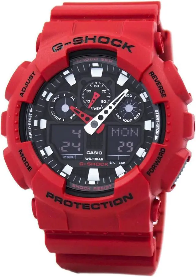 Alt view image 10 of 18 - Casio Mens XL G-Shock - Ana-Digi - Red Design - Black Negative Digital Display