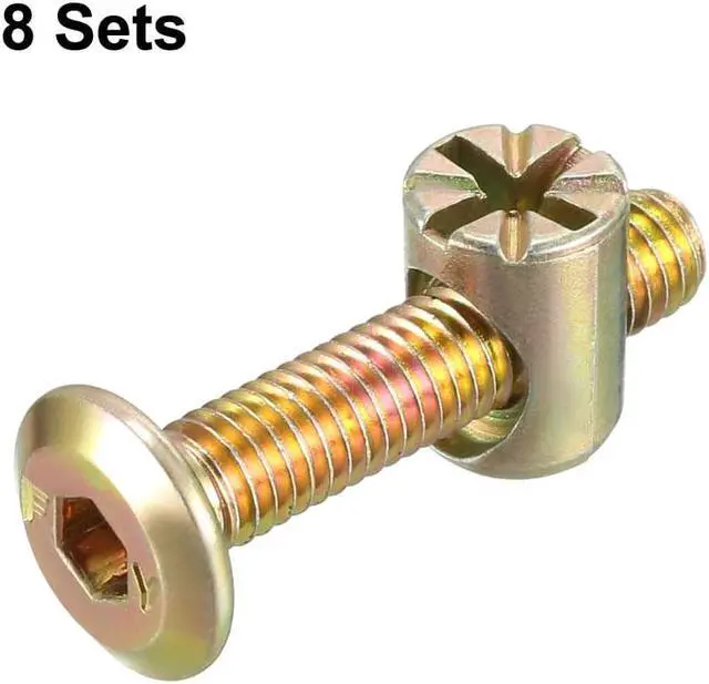 Alt view image 2 of 3 - M6x30mm Furniture Bolt Nut Set Hex Socket Screw with Barrel Nuts Phillips-Slotted Zinc Plated 8 Sets