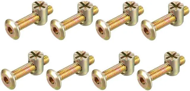 Main image of M6x30mm Furniture Bolt Nut Set Hex Socket Screw with Barrel Nuts Phillips-Slotted Zinc Plated 8 Sets