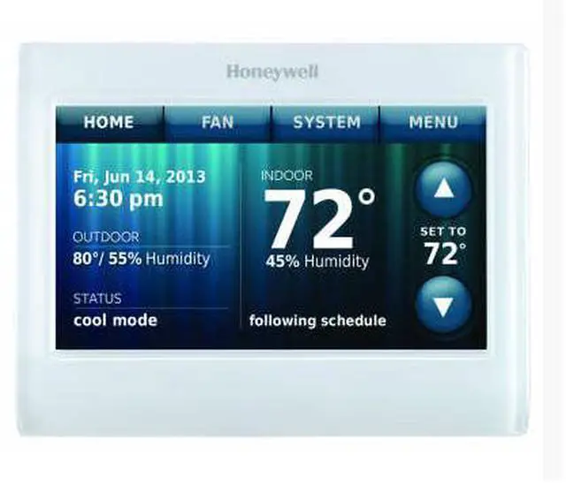 Alt view image 3 of 20 - Honeywell TH9320WF5003 Wi-Fi 9000 Color Touchscreen Programmable Wi-Fi Thermostat (3H/2C)