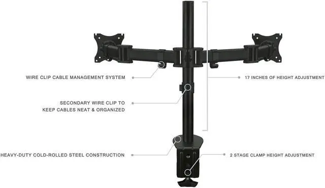 Alt view image 3 of 12 - Mount-It! MI-1752 Full Motion Dual Monitor Desk Mount