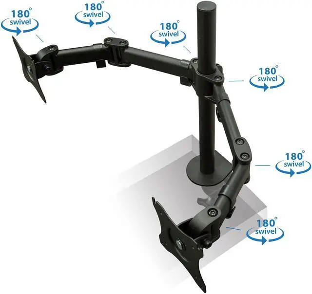 Alt view image 5 of 12 - Mount-It! MI-1752 Full Motion Dual Monitor Desk Mount