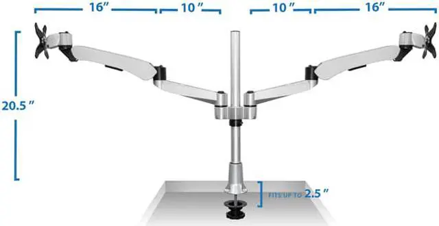 Alt view image 5 of 14 - Mount-It! Modular Desk Mount Adjustable Monitor Arm Up to 24" Monitors Gray/Silver (MI-45111)