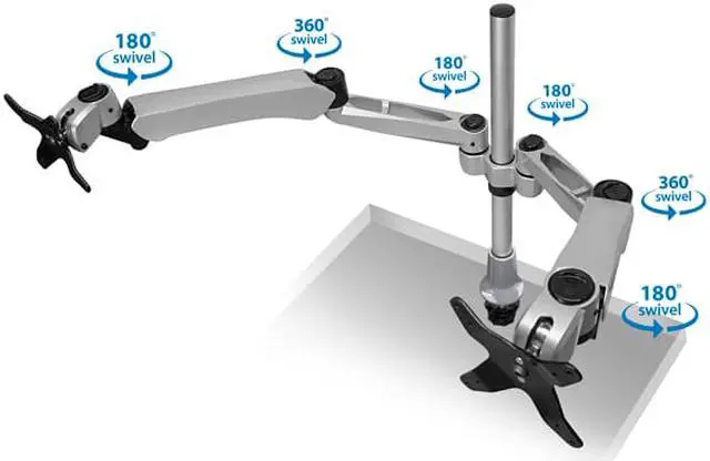 Alt view image 7 of 14 - Mount-It! Modular Desk Mount Adjustable Monitor Arm Up to 24" Monitors Gray/Silver (MI-45111)