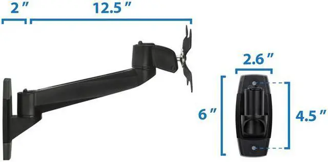 Alt view image 3 of 7 - Mount-It! Single Arm Wall Mount for 17-30 Inch Screens | TAA Compliant