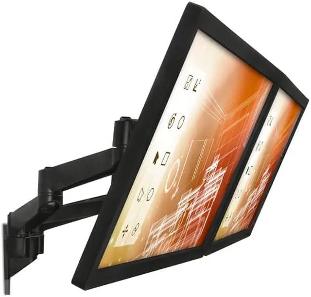 Alt view image 6 of 8 - Mount-It! Dual Monitor Wall Mount | Fits 19-24 Inch Screens | TAA Compliant | Silver