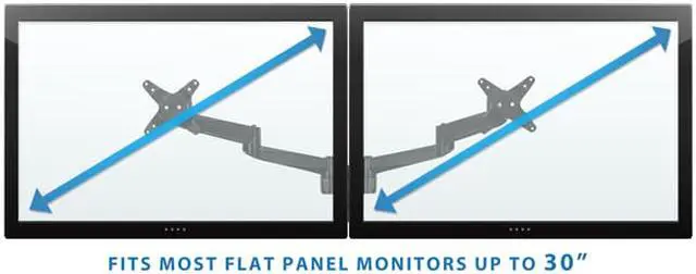 Alt view image 2 of 8 - Mount-It! Dual Monitor Wall Mount | Fits 19-24 Inch Screens | TAA Compliant | Silver