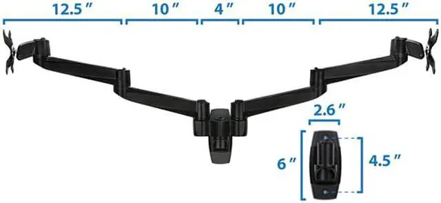 Alt view image 3 of 8 - Mount-It! Dual Monitor Wall Mount | Fits 19-24 Inch Screens | TAA Compliant | Silver