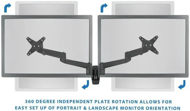 Alt view image 5 of 8 - Mount-It! Dual Monitor Wall Mount | Fits 19-24 Inch Screens | TAA Compliant | Silver