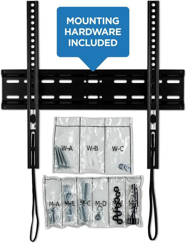 Alt view image 7 of 12 - Mount-It! Fixed Wall TV Mount for LCD (Low Profile Slim) Lockable Screen Size: 32"-55" 77 lbs. Max. (MI-3050)