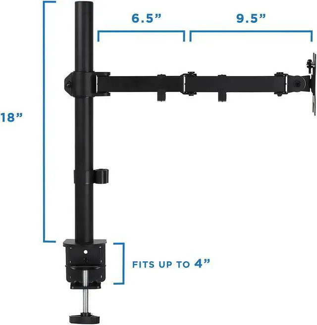 Alt view image 2 of 7 - Mount-It! Single Monitor Arm Mount | Motion Height Adjustable Articulating Tilt | Fits 19-27 Inch Screens