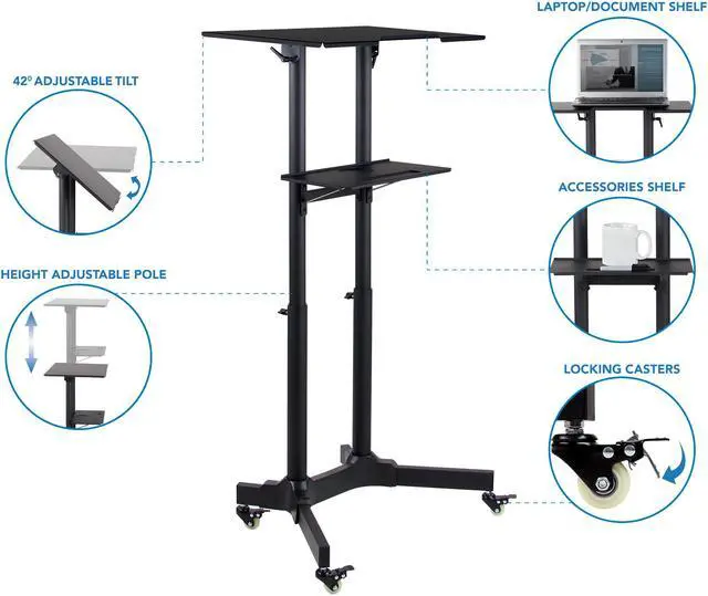 Alt view image 2 of 12 - Mount-It! 24"W Portable Lectern Adjustable Aluminum Standing Podium Black (MI-7971)