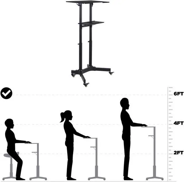 Alt view image 4 of 12 - Mount-It! 24"W Portable Lectern Adjustable Aluminum Standing Podium Black (MI-7971)