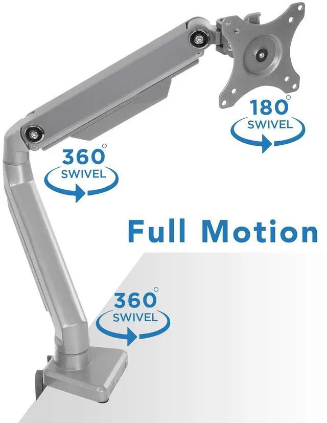 Alt view image 4 of 13 - Mount-It! Single Monitor Arm Mount | Full Motion Spring Arm | Fits Up to 32" Screens
