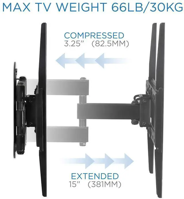 Alt view image 7 of 7 - Mount-It! Swivel TV Wall Mount Corner Bracket | Fits 19" -55" TVs