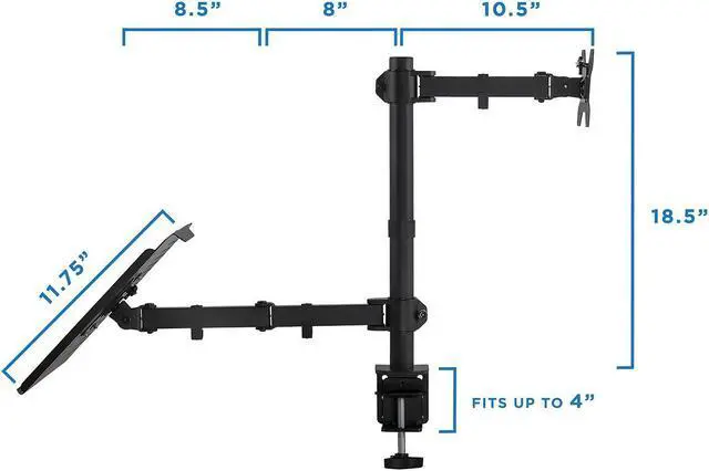 Alt view image 5 of 12 - Mount-It! Monitor Desk Stand with Laptop Holder | Fits 17"-27" Computer Screens