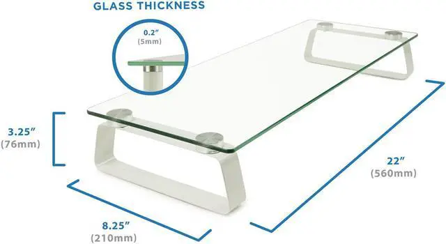 Alt view image 3 of 7 - Mount-It! Glass Monitor Stand Desktop Riser | 27" Max Screen Size | 22" X 8"