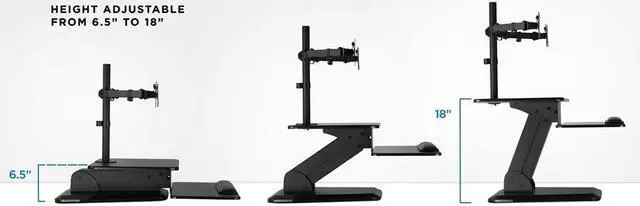 Alt view image 5 of 9 - Mount-It! Standing Desk Converter With Dual Monitor Mount Combo