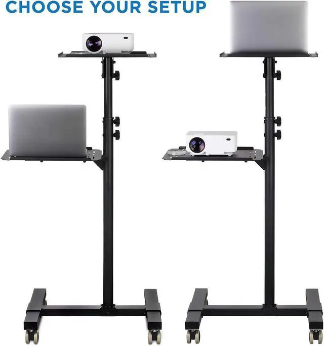 Alt view image 5 of 7 - Mount-It! Mobile Projector Stand | Rolling Height Adjustable Laptop and Projector Presentation Cart