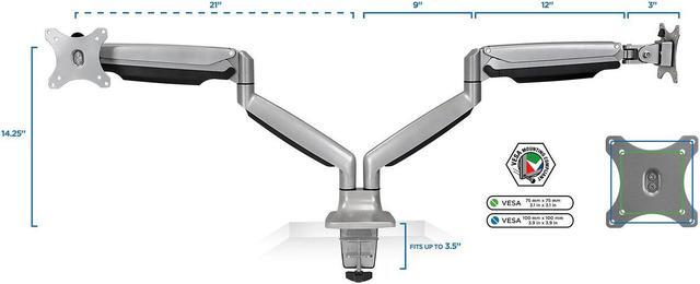 Alt view image 9 of 15 - Mount-It! Monitor Arm Desk Mount | Full Motion Articulating Height Adjustable | Fits 21-32 Inch Screens