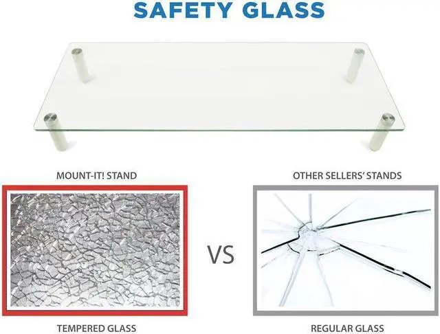 Alt view image 3 of 8 - Mount-It! Glass Monitor Stand Desktop Riser | 27" Max Screen Size | 22" X 8"