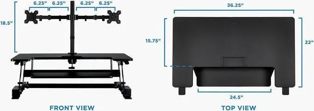 Alt view image 5 of 15 - Mount-It! Standing Desk Converter with Bonus Dual Monitor Mount Included | Wide 36 Inch Platform