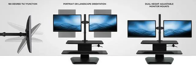 Alt view image 4 of 9 - Mount-It! Standing Desk Converter With Dual Monitor Mount Combo